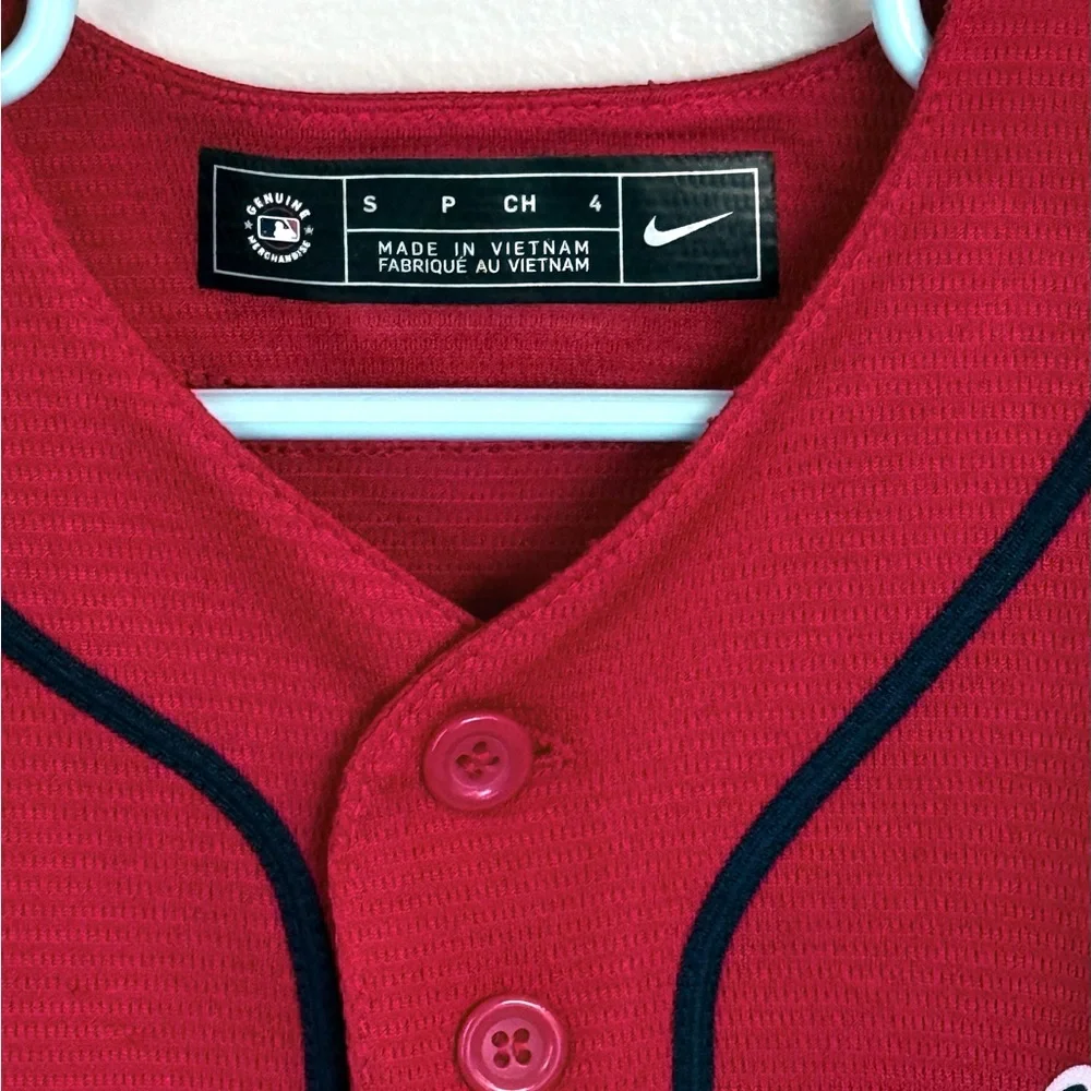 Nike x MLB Atlanta Braves Alternate Jersey Youth S Toddler 4 Red Small Shirt - Picture 2 of 4